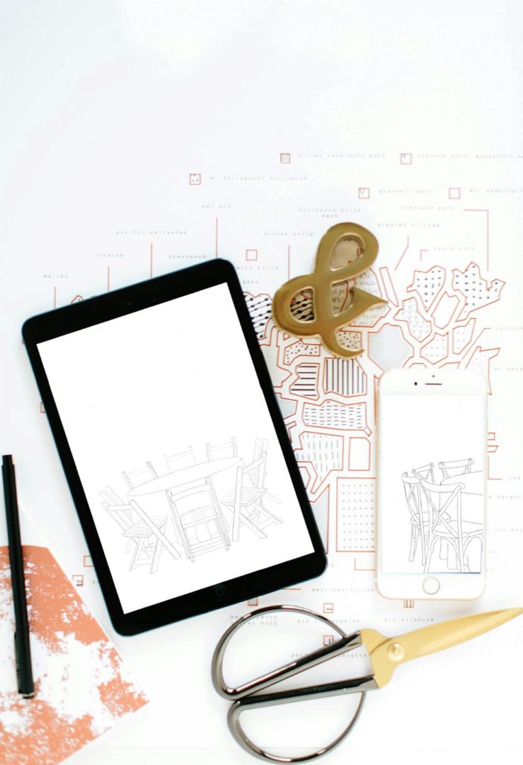 wedding table templates on desk