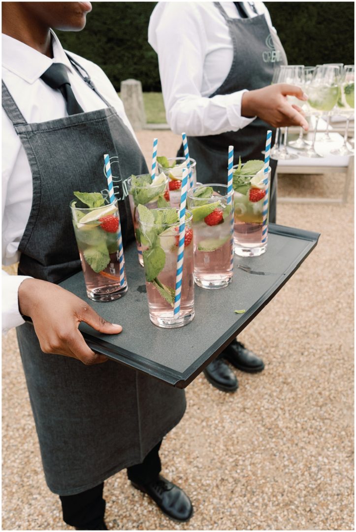 cocktails at drinks reception at Chiswick House Wedding