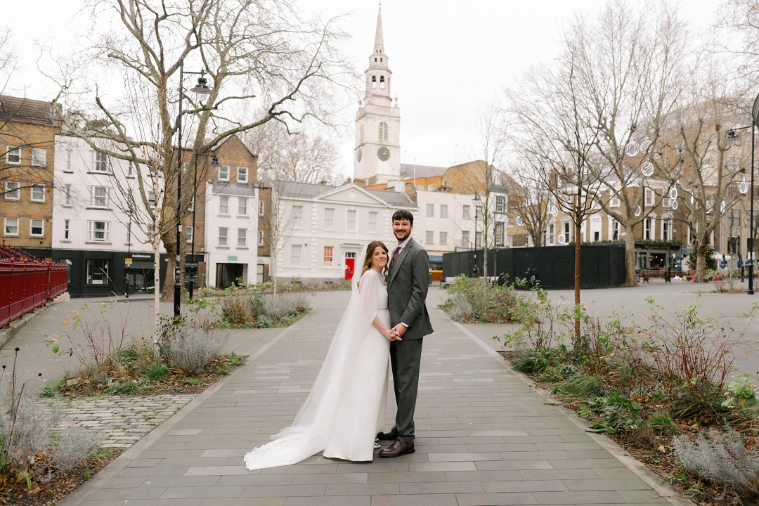 Bride and groom in Clerkenwell Square Old Sessions House wedding